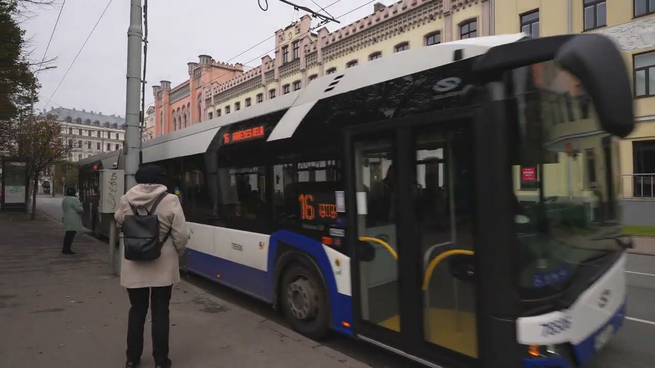 Latvia, Riga, bus 16 ride from Inženieru-iela to Centrāltirgus
