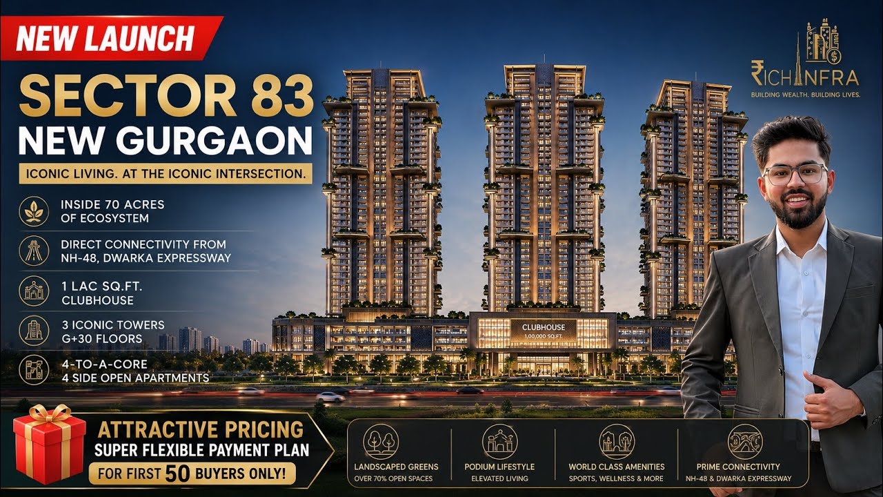 Новый жилой комплекс в Секторе 83, Гургаон 🔥 Роскошные 3- и 4-комнатные квартиры с комнатой для п...