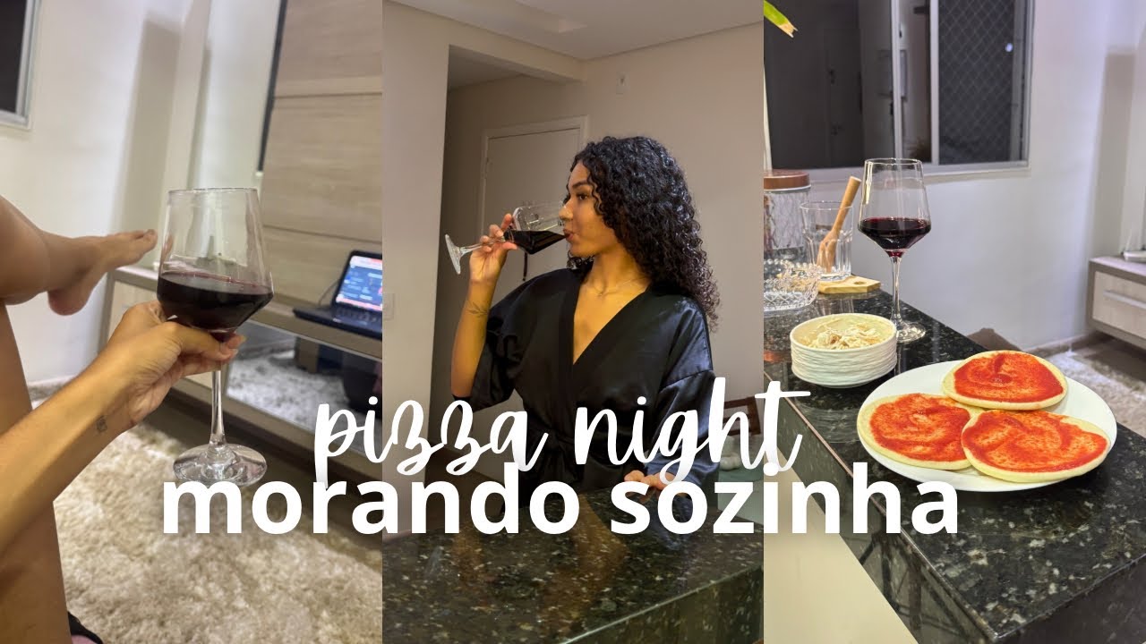 PIZZA NIGHT MORANDO SOZINHA| Vlog de uma noite comigo em casa sozinha 🍷🍕