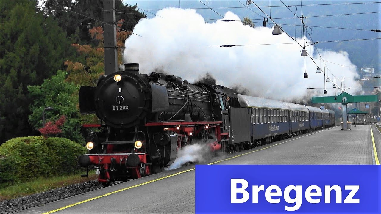 Bregenz:🚂Dampflok 01 202 mit Sonderzug von🇩🇪 Dresden➡Lyss🇨🇭Schweiz  bei Durchfahrt in Bregenz