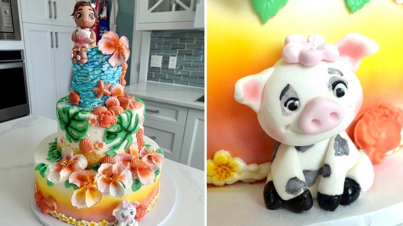 Making a Baby Moana Inspired Cake at Home | How I Price THIS Cake | Buttercream and Fondant Cake 4K