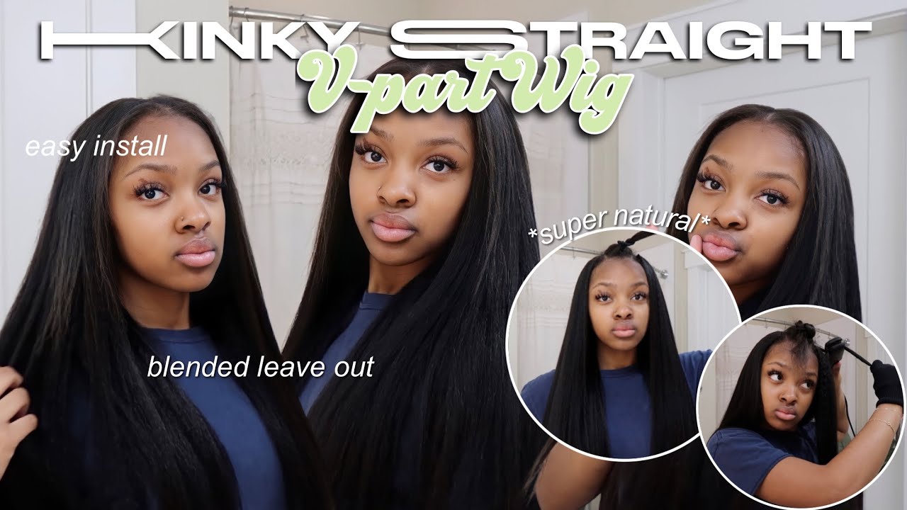 KINKY STRAIGHT V-PART WIG INSTALL | SUPER NATURAL | FT. Alipearl Hair