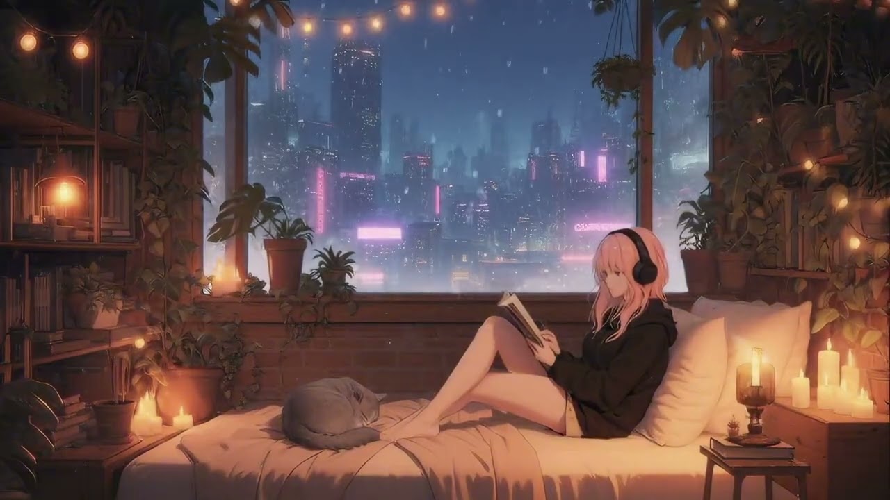 Snowy Night Cozy Lofi ❄️ | 2 HOURS Calm Vibes for Reading & Relaxing & Studying