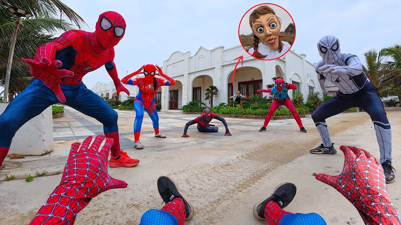 What If 7 Spider-Man Explore a Mansion and Find the Annabelle Doll? | POV Exploration