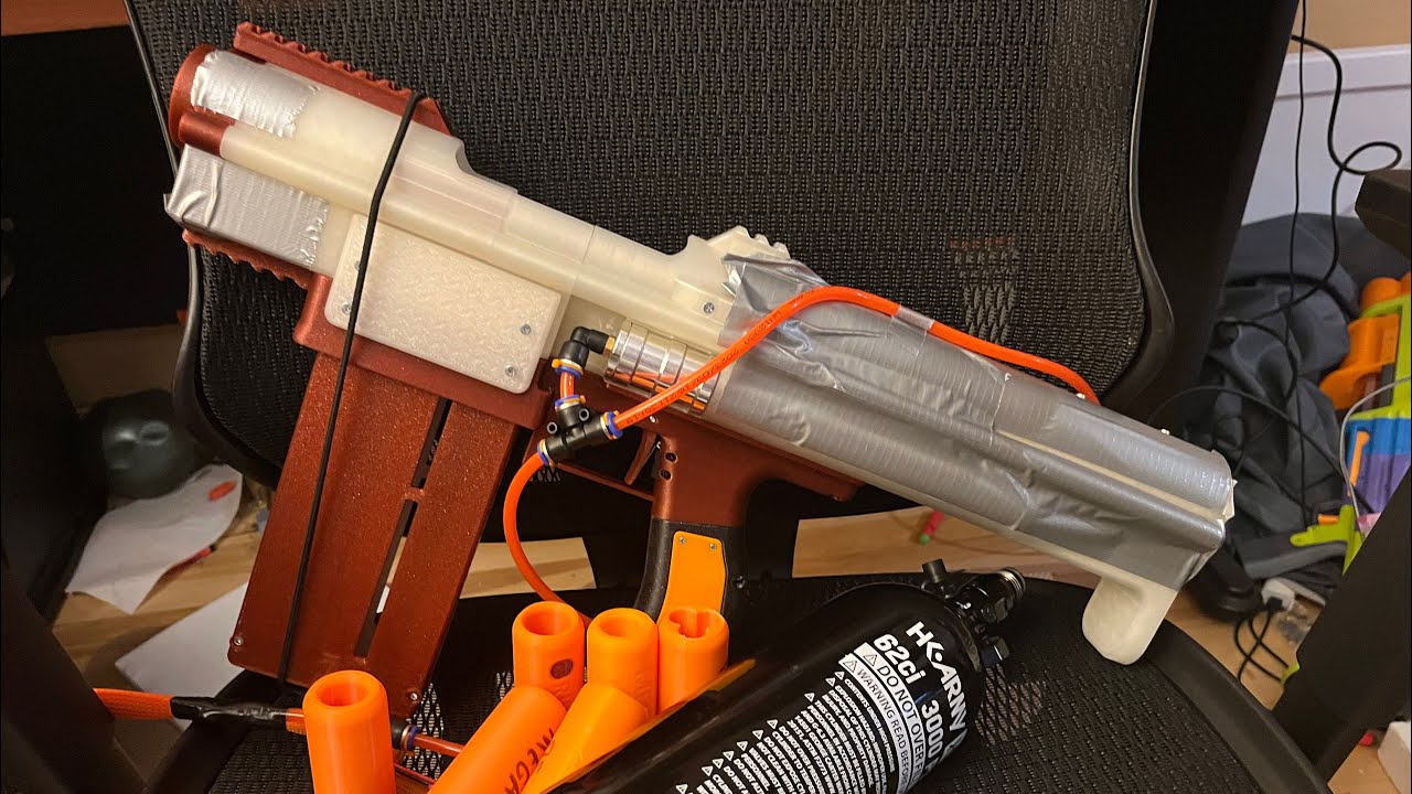 Полностью автоматический бластер Nerf (HPA Nerf) - Первый прототип #Nerf #3dPrinting