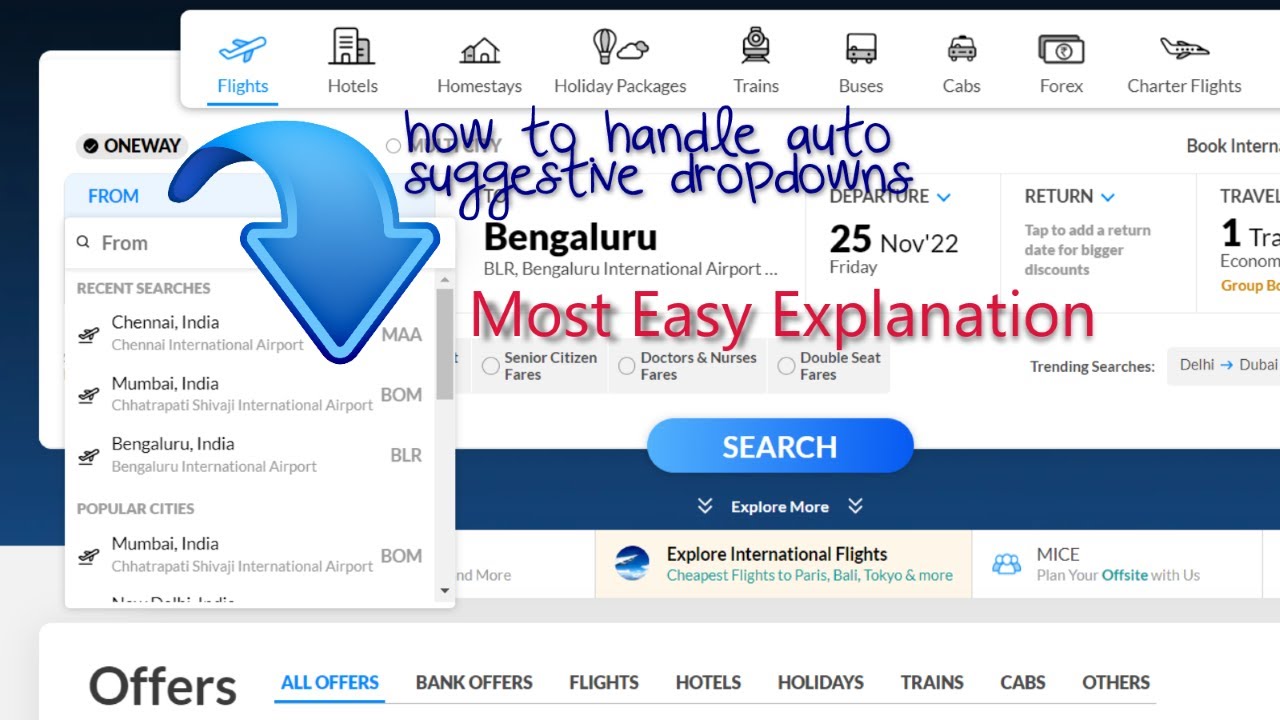 how to handle AUTO SUGGESTIVE DROPDOWNS |  Selenium WebDriver | Lecture 47
