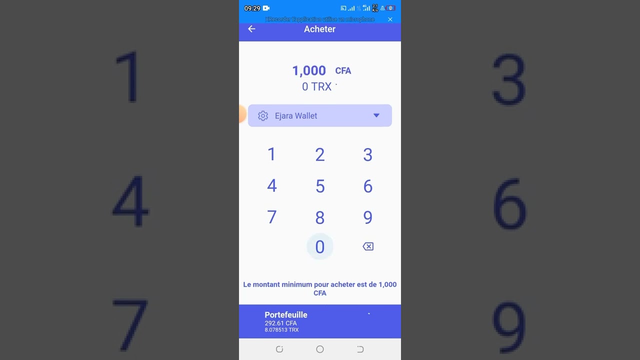 ACHAT EN DIRECT DE 1000 TRX SUR l'application EJARA WALLET