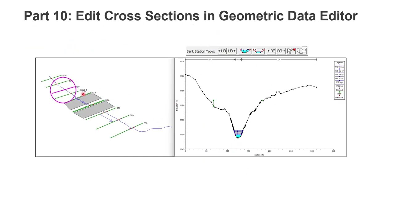 Part 10 - Edit Cross Sections and Assign Manning's-n in Geometric Data Editor, HECRAS