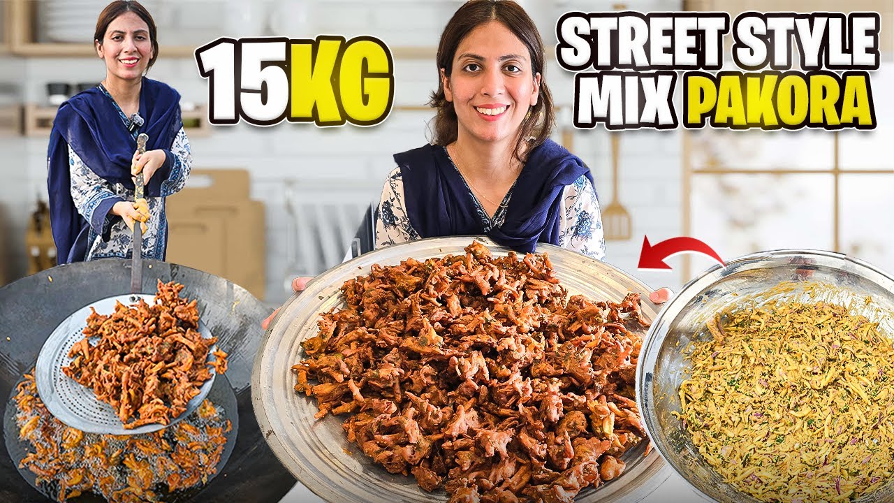 15Kg Street Style Mix Pakora Recipe l Rainy Day Snacks l Crispy Pakora Recipe By Kitchen With Amna