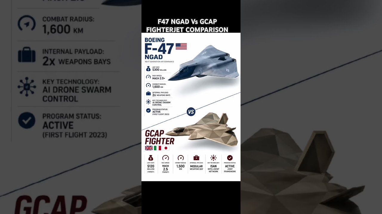 F-47 NGAD vs GCAP | Fighterjet comparison 2026 #fighterjet #aviation #military #defense #technology