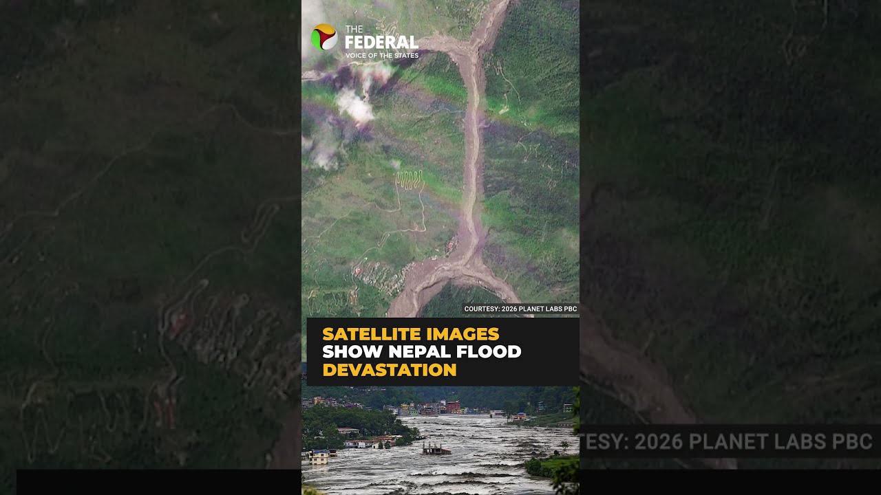 Nepal flash floods: Before-after satellite images show devastation | #shorts