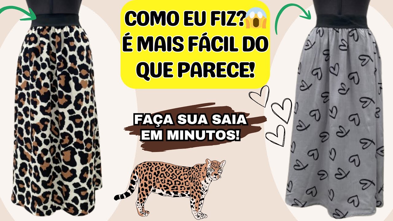 Saia Evasê em Minutos! 💥 Costura Fácil com Elástico |Passo a Passo Completo