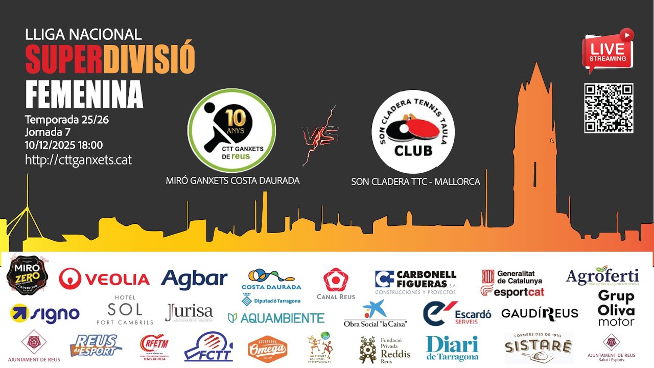 SUPERDIVISIÓ FEMENINA - MIRÓ GANXETS COSTA DAURADA vs SON CLADERA TTC - MALLORCA