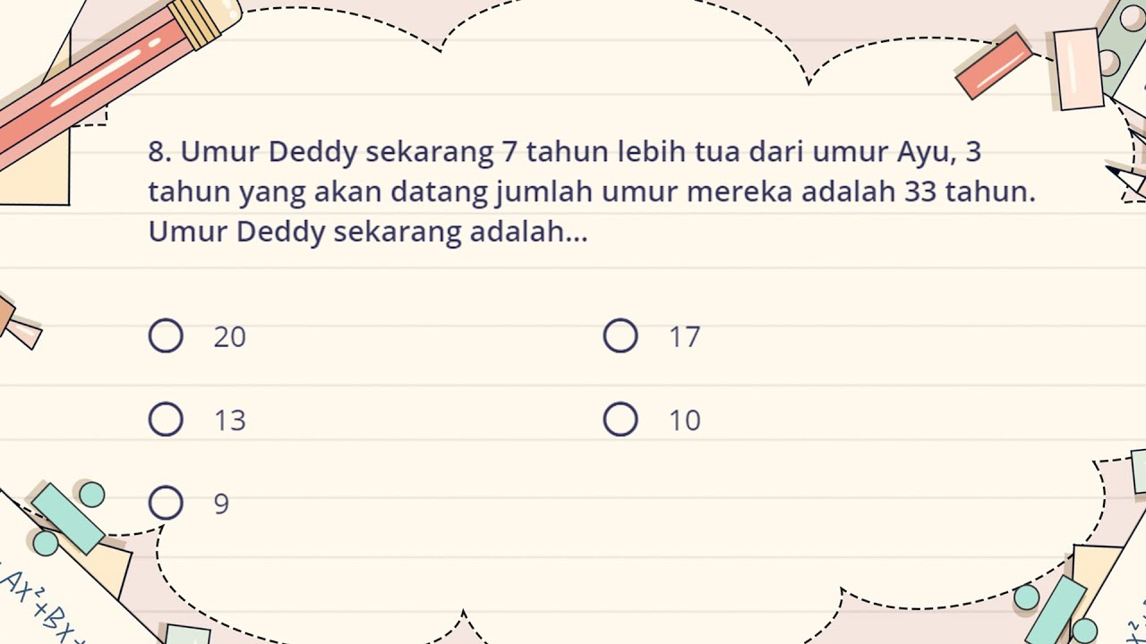 Soal Tentang Perbedaan Umur