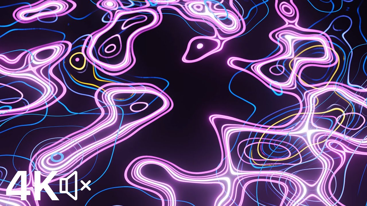 Relaxing 4K 🌓 Neon Abstract Animation - 1 Hour Long - UHD Background Satisfying Dark