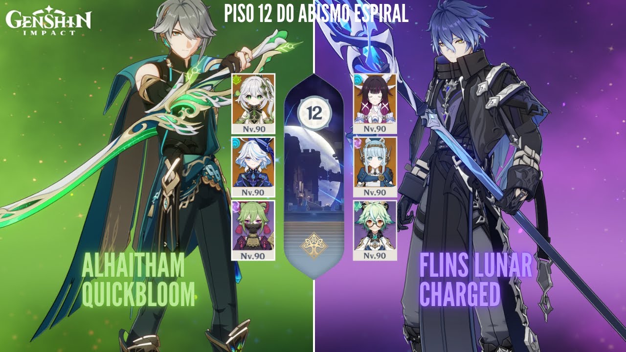 Alhaitham Quickbloom & Flins Lunar Charged - Abismo Espiral 6.3 Piso 12