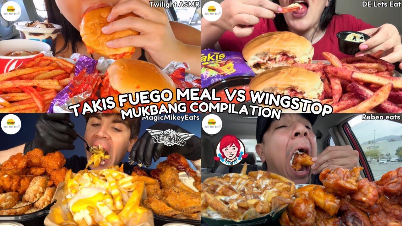 ASMR | TAKIS FUEGO MEAL VS WINGSTOP MUKBANG COMPILATION |