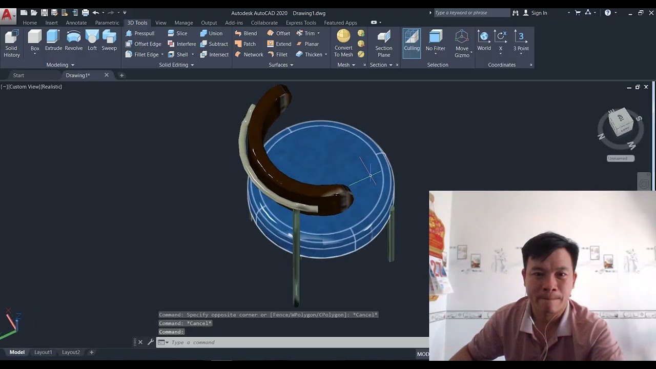 AutoCAD 3D Chair Modeling Step-by-Step Beginner Guide PART 05