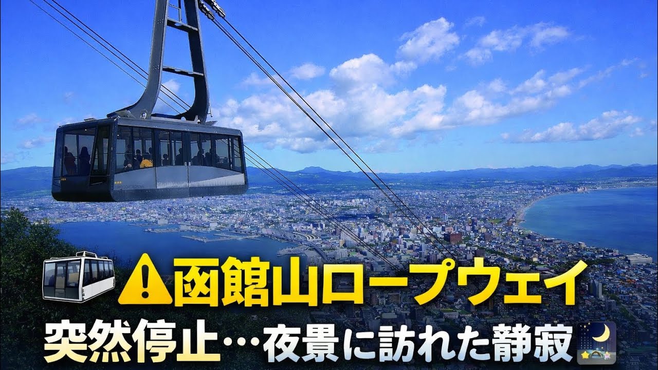 🚠⚠️函館山ロープウェイ突然停止…夜景に訪れた静寂🌃💧