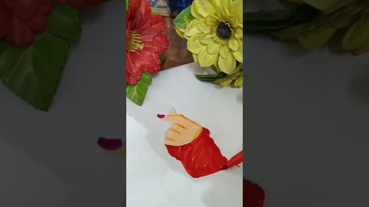 how to draw a Korean boy hand with heart ❤️💜 cross 🤞 fingers 