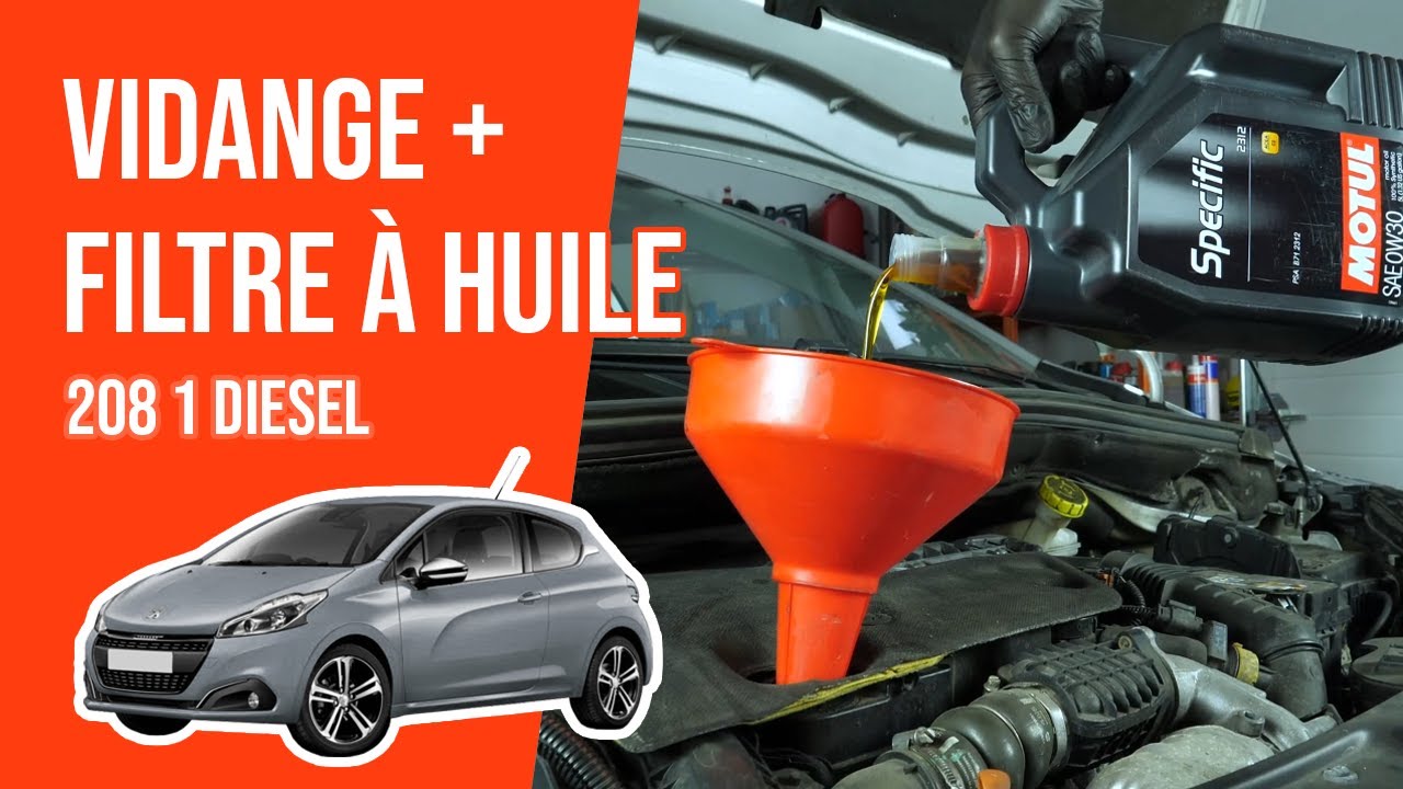 Vidange et changement du filtre à huile PEUGEOT 208 1 1.6 BlueHDI 🛢