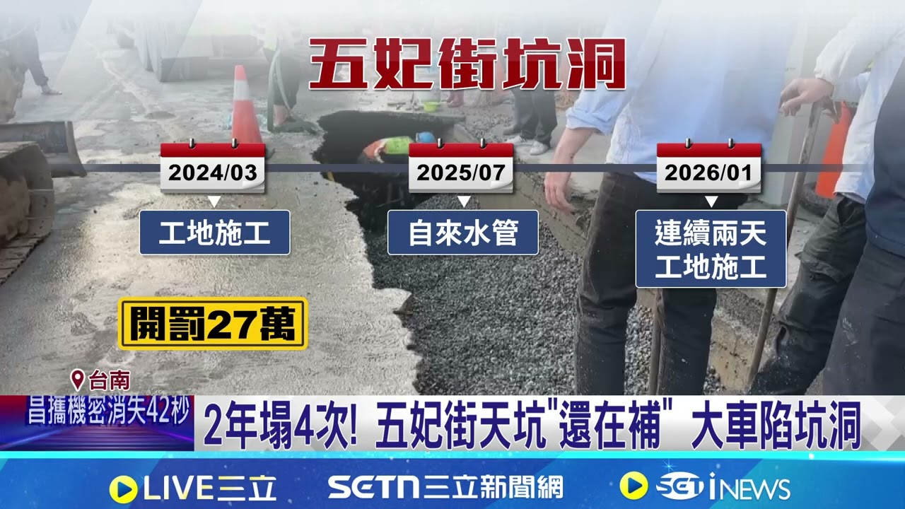 2年塌4次! 五妃街天坑