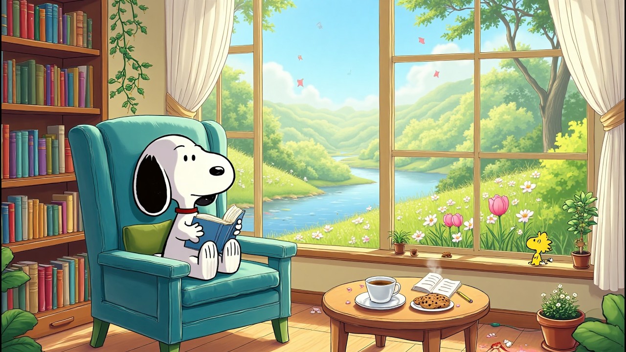 Spring Lofi 2026 🌸 Cozy Snoopy Reading By The River 🎶 Chill Beats To Study & Relax
