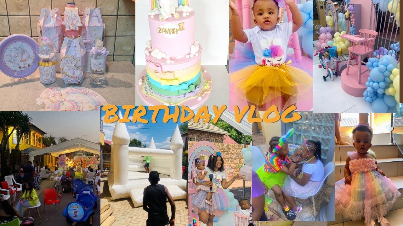 VLOG : Daughter' s First Birthday| Unicorn and rainbows theme| DIY' s| South African Youtuber