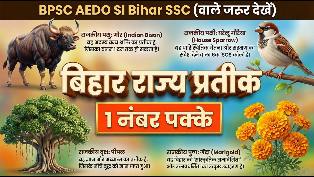 State Symbol Of Bihar in Hindi | बिहार का राज्य चिह्न हिंदी में | #Statesymbol #Bihargk #bpsc #viral