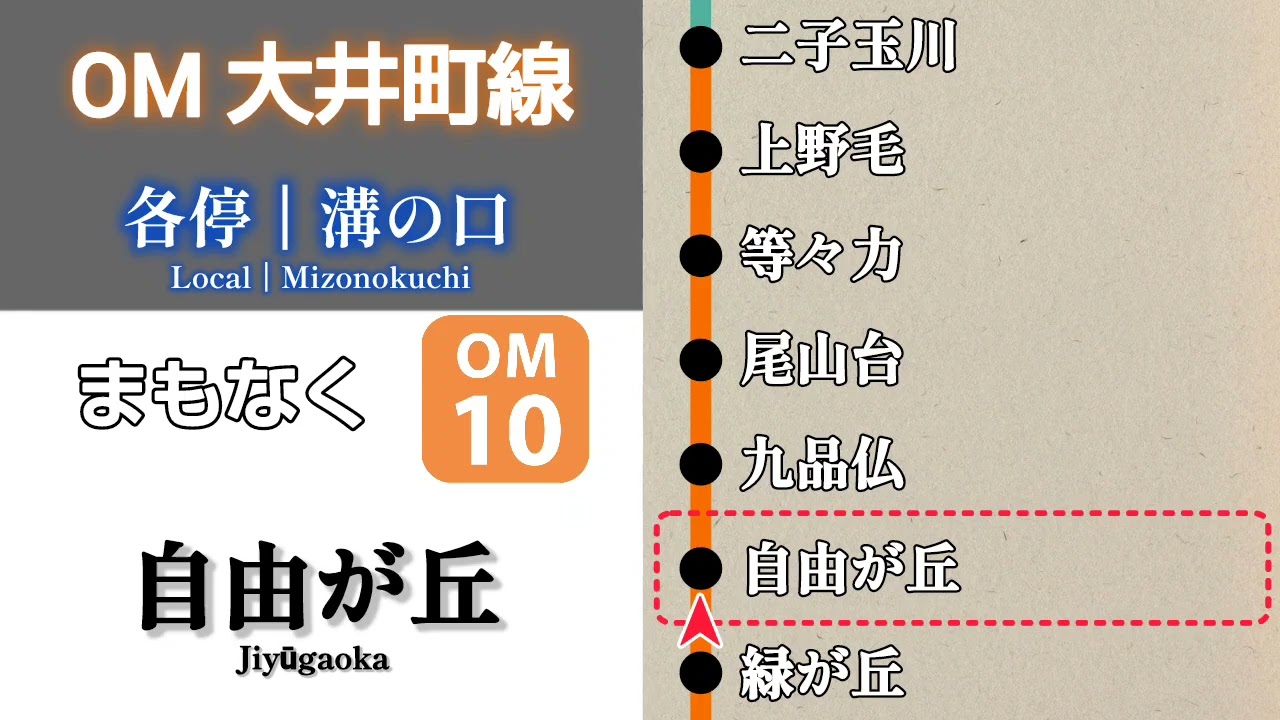 【車内放送】東急大井町線　各駅停車 溝の口行｜大井町➤溝の口
