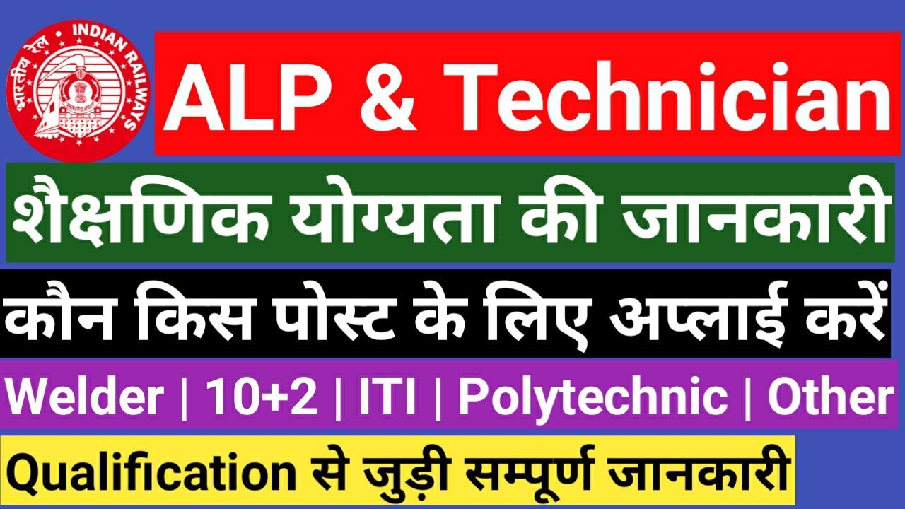 ALP Technician Grade III Educational Qualification Official Details | Railway New Vacancy 2024 PDF