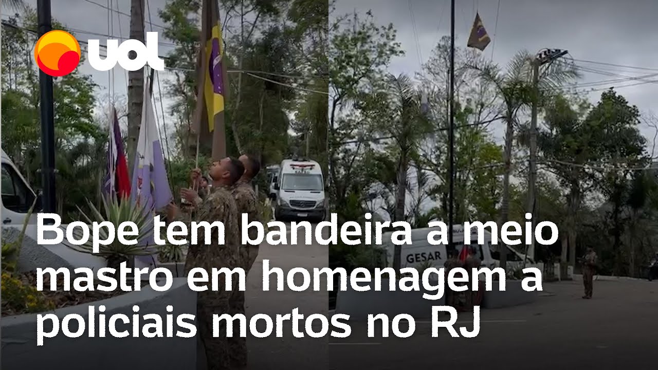 Opera&ccedil;&atilde;o no Rio: Pol&iacute;cia homenageia agentes mortos e p&otilde;e bandeira a meio mastro no Bope; veja v&iacute;deo