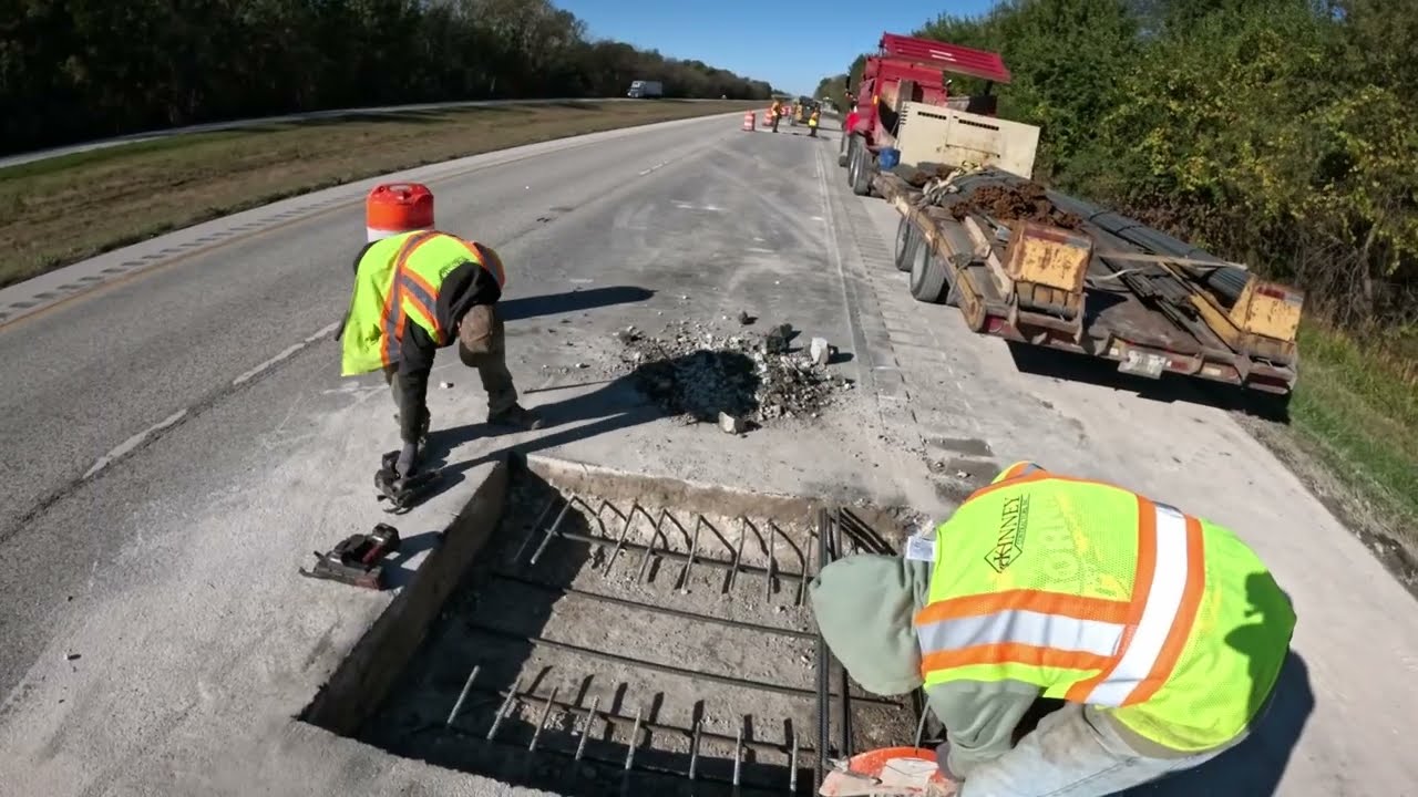 Putting steel in patches on the interstate