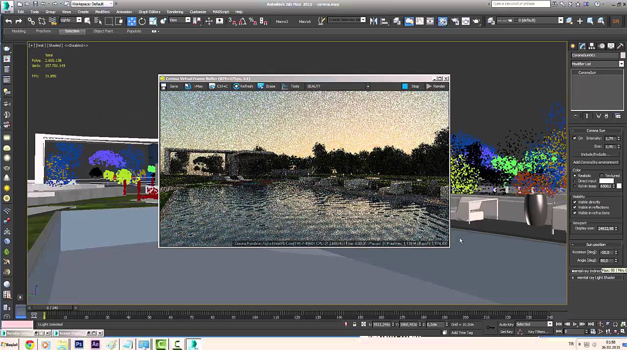 Corona Render Interactive mode rendering test - www.avisgrafik.com