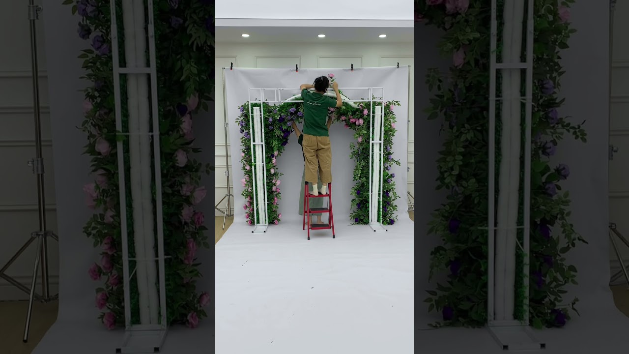 Luxury Wedding Stage Backdrop Flower Stand Purple Pink White Rose #diy  #flower #wedding #stage