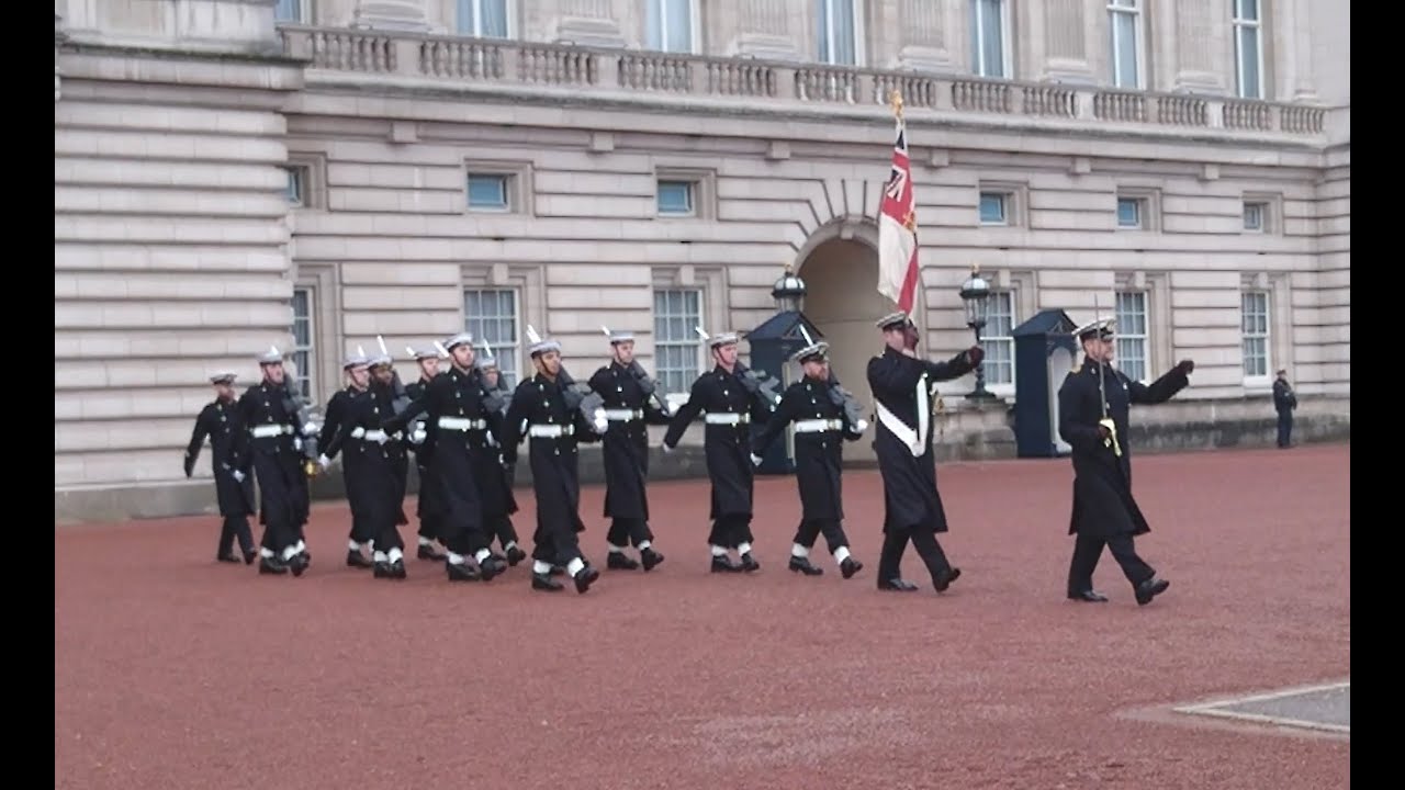 Buckingham Palace Changing of the Guard - the Royal Navy and 1st Battalion Grenadier Guards