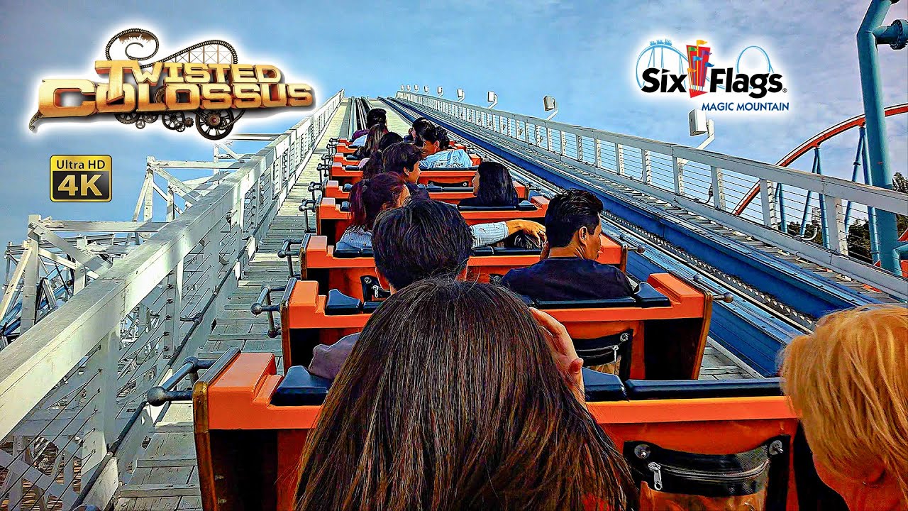 October 2024 Twisted Colossus Roller Coaster On Ride Back Seat 4K POV Six Flags Magic Mountain