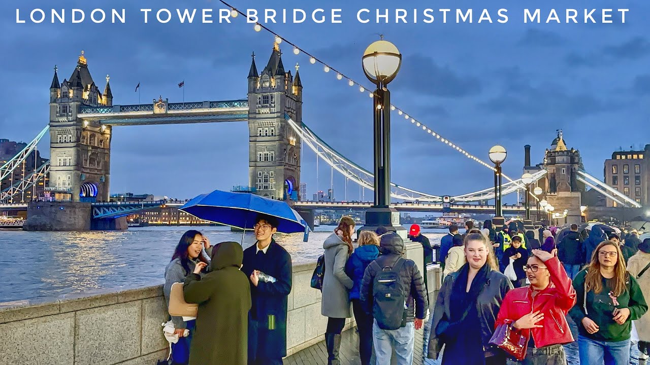 London Tower Bridge Christmas Market Tour from Borough Market | London Winter Walk 2024 [4K HDR]