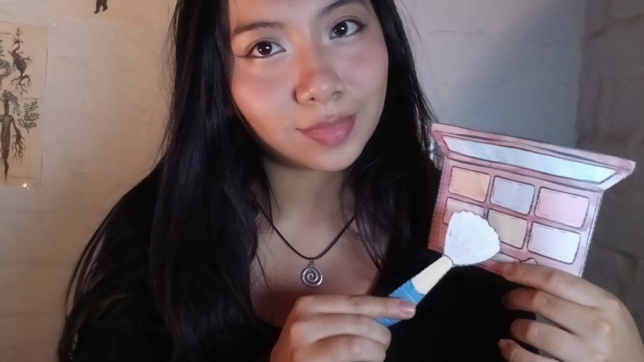 Asmr en ESPAÑOL💄Te maquillo con MAQUILLAJE DE PAPEL ♡ (SUSURROS RELAJANTES)