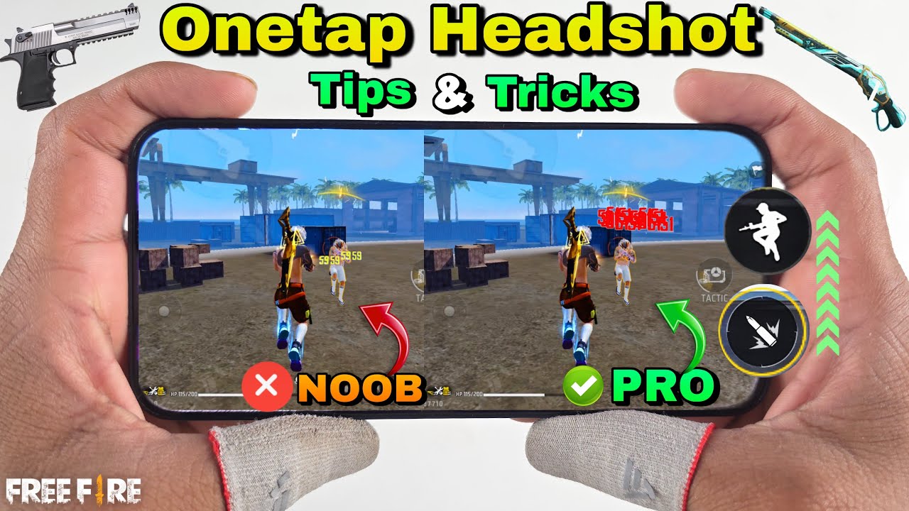 One tap headshot tips and tricks with handcam tutorial Free Fire