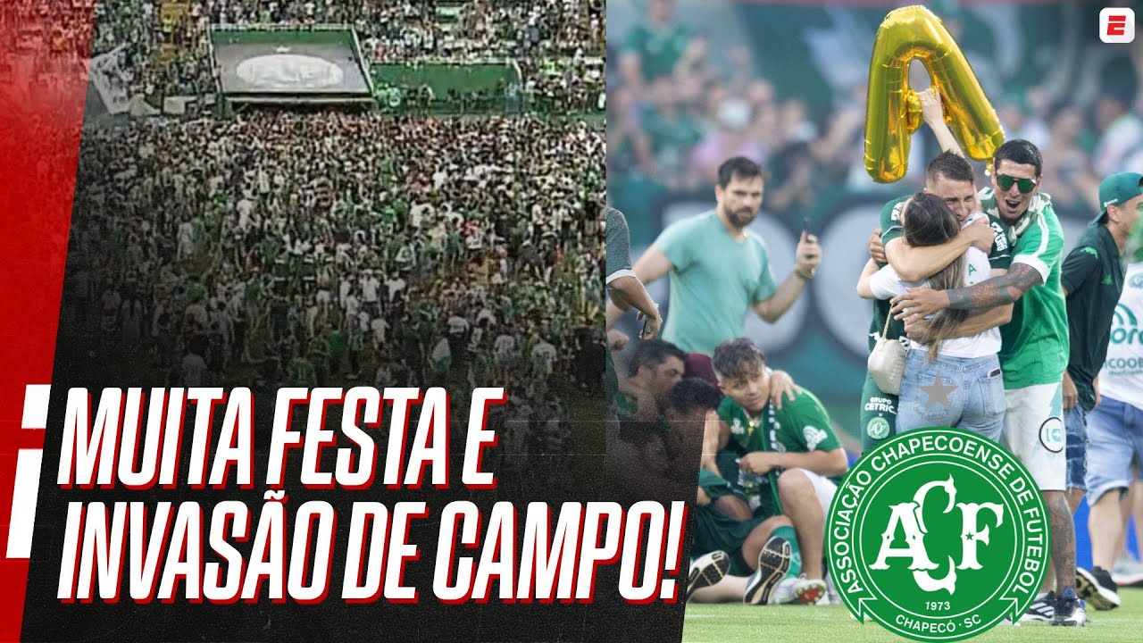 FESTA E INVASÃO DE CAMPO: TORCIDA DA CHAPECOENSE COMEMORA ACESSO À 1ª DIVISÃO!