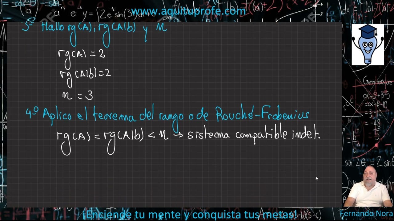 Discusión y resolución de un sistema de ecuaciones compatible indeterminado por el método de Gauss