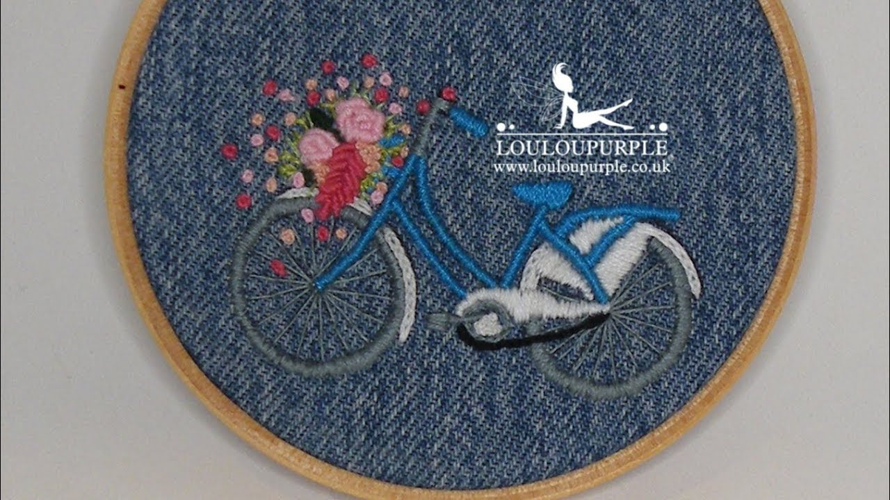 Bicycle And Flowers Embroidery Using Creative Stamping 54 Free Stamps