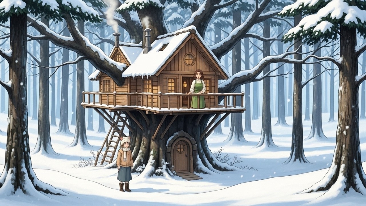Snow Day in the Forest, Cozy Life High in the Trees and Coocking | Ghibli Wonderland