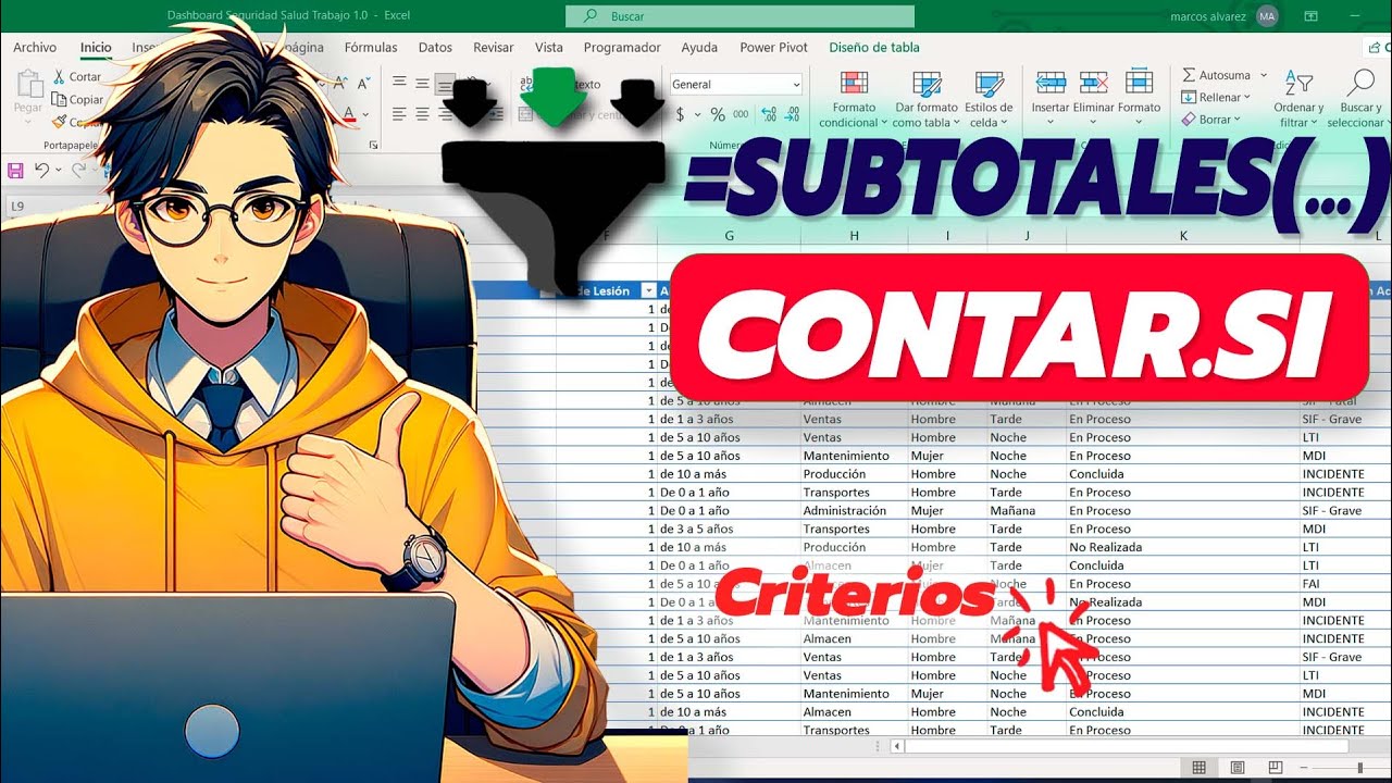Subtotales y Contar Si Cuando Se Utiliza filtros En Excel