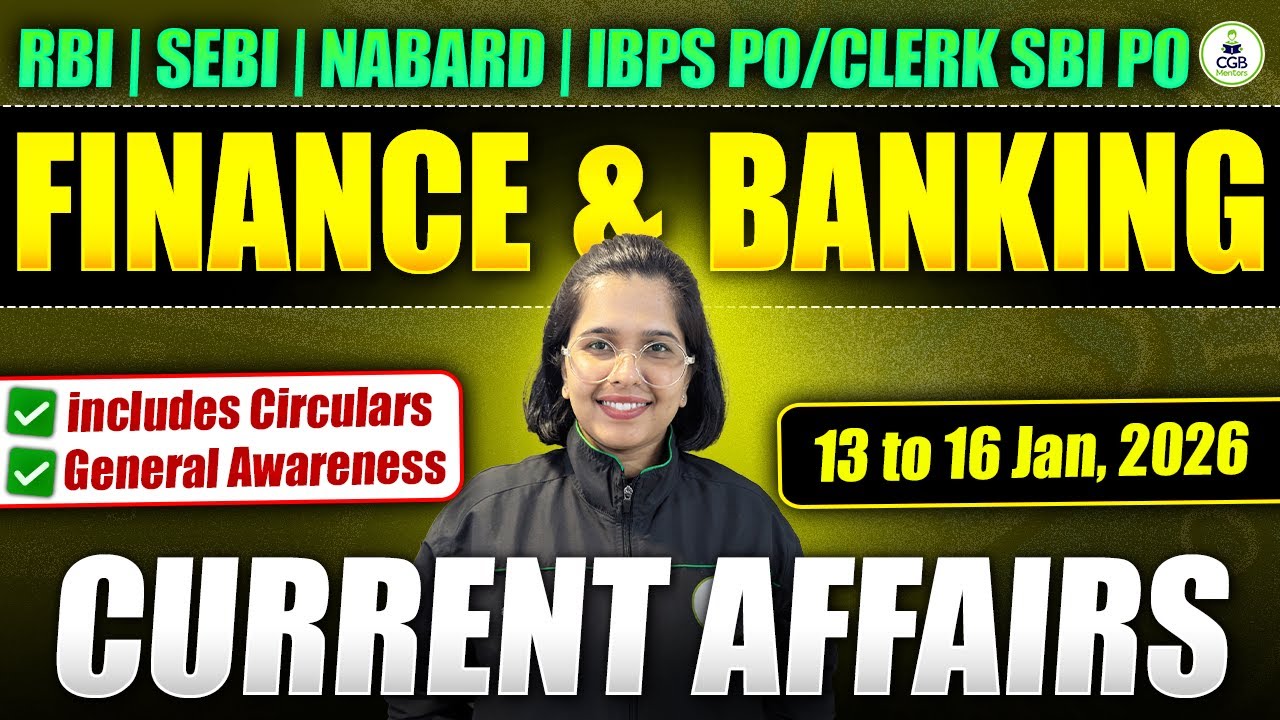 Banking and Finance Current Affairs 13th - 16th Jan| IBPS PO |IBPS Clerk |SBI PO/Clerk |RBI |NABARD