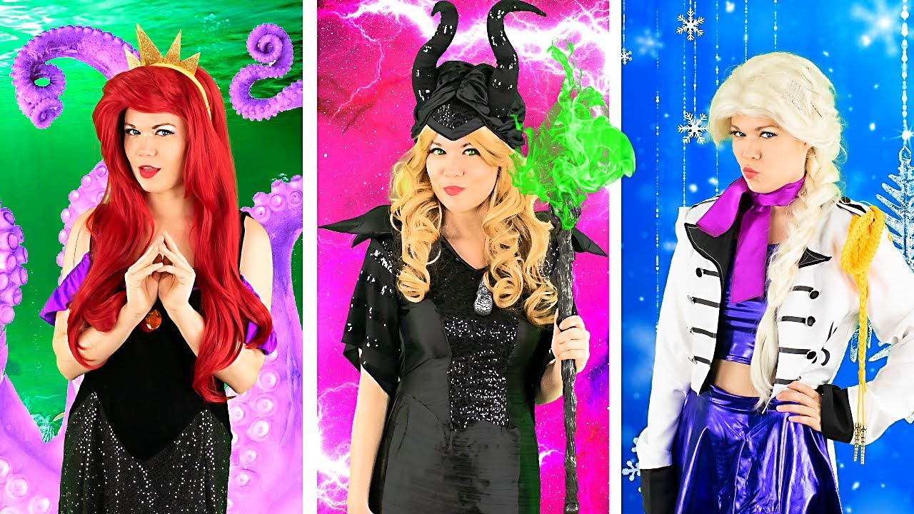 DISNEY PRINCESSES become VILLAINS | Aurora, Maleficent | Elsa, Hans | Ariel, Ursula | BFF Besties