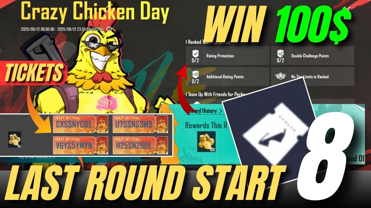 LAST ROUND 8 START CRAZY CHICKEN DAY EVENT IN PUBG MOBILE | HOW TO WIN 100 USD CRAZY CHICKEN DAY