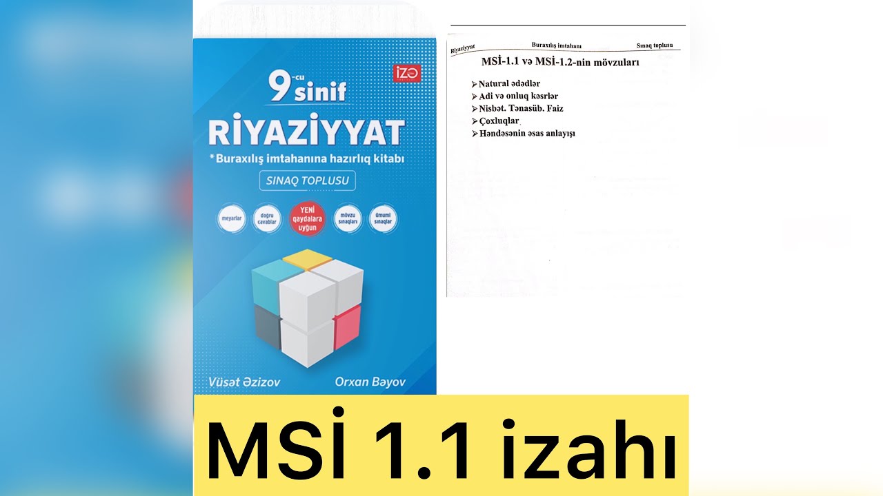 Vüsət Əzizov 9-cu sinif sınaq test toplusu MSİ 1.1 izahı 2023