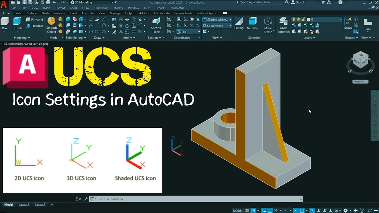 AutoCAD UCS icon Settings ✅ ll working with UCS icon in AutoCAD ll Lock Unlock UCS icon 🔒🗝️